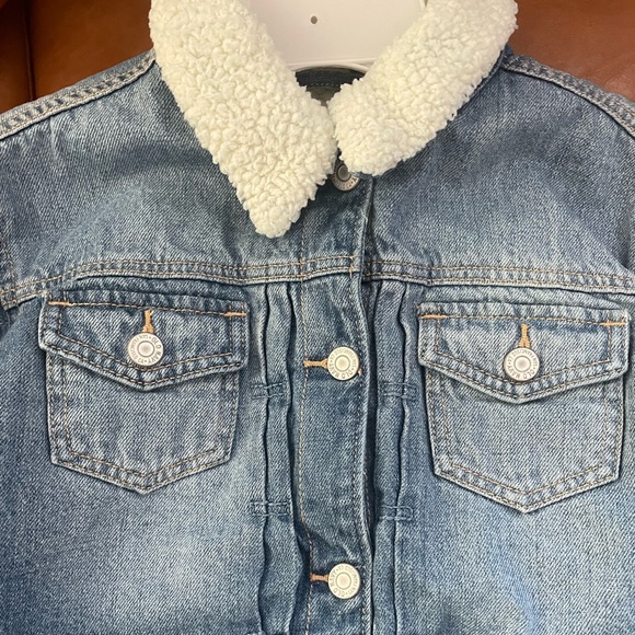 Bedazzled and patches shearling denim jacket - Picture 2 of 2